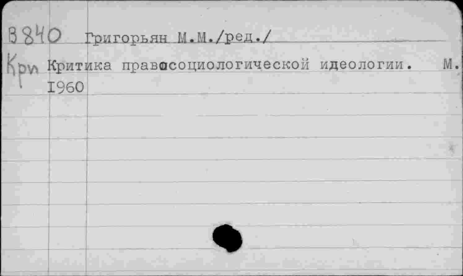 ﻿8240 Гр лгорьян М.М./ред,/---------------———
Критика правосрциологической идеологии. М.
1960	■________